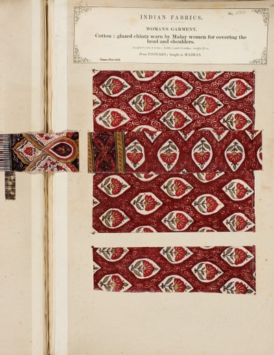 Campione di chintz lucido in cotone da Poonary, acquistato a Madras, da The Collection of the Textile Manufacturers of India, di John Forbes Watson, pubblicato nel 1866 da Sri Lankan School