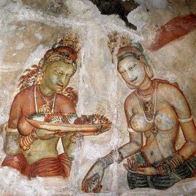 Veduta della domestica (affresco della roccia del leone, V secolo) da Sri Lankan School