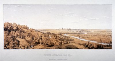 Veduta del Castello di Windsor da Egham Hill, Berkshire, 1851 da Standidge and Co