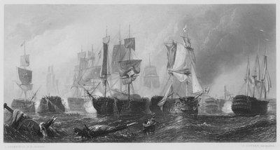 La battaglia di Trafalgar, dal quadro nella Galleria Vernon da Stanfield