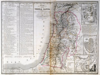 Mappa della Palestina che mostra anche i confini di ogni tribù. A. Stucchi da Stanislao Stucchi
