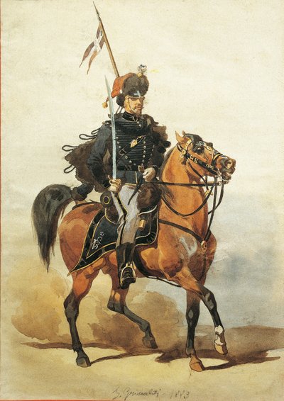 Ufficiale degli Ussari di Piacenza, disegno di Stanislao Grimaldi del Poggetto da Stanislas Grimaldi del Poggetto