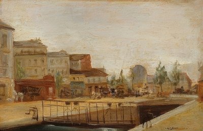 Il canale Saint-Martin a Parigi con chiusa da Stanislas Lepine