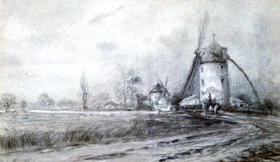 Paesaggio con mulino a vento, c1855-1892 da Stanislas Lepine