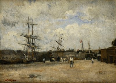 Il porto di Rouen; Le Port de Rouen da Stanislas Victor Edouard Lepine