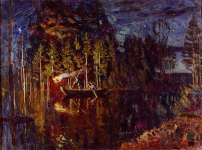 Pesca notturna con la lancia in primavera da Stanislav Julianovic Zukovskij