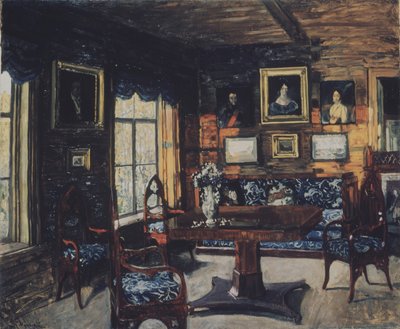 Il salotto nella casa padronale di Rozhdestveno da Stanislav Julianovic Zukovskij