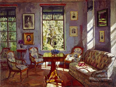 Il salotto nella Manor House Rozhdestveno, 1916 da Stanislav Julianovic Zukovskij