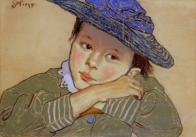 Ragazza con cappello blu, 1895 da Stanislaw Wyspianski