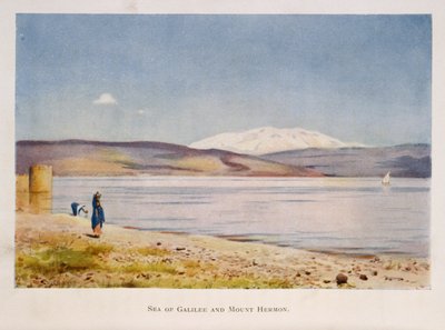 Mare di Galilea verso il Monte Hermon (in Siria), Palestina 1906 da Stanley Inchbold