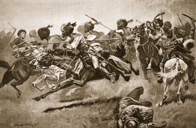 Spedizione a Pao-ting-fu: una carica dei Lancieri del Bengala, illustrazione da 