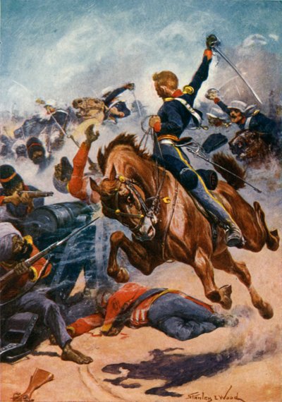 Aliwal, La Terza Dragoni Leggeri che caricano i Cannoni Sikh da Stanley L. Wood