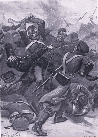 Inkerman: Il 55º Reggimento (2º Border) carica i russi, illustrazione da British Battles on Land and Sea, 1915 da Stanley L. Wood
