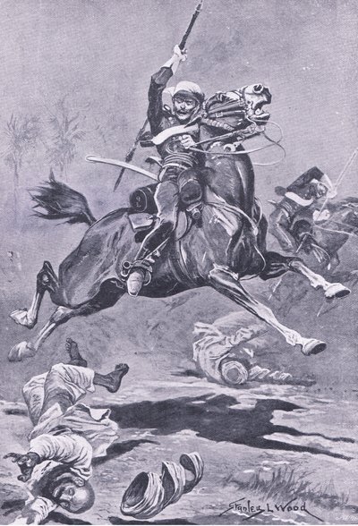 I 9th Lancers a Delhi, 1857, illustrazione da British Battles on Land and Sea, 1915 da Stanley L. Wood