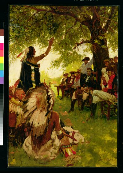 Tecumseh incontra il generale Harrison da Stanley Massey Arthurs