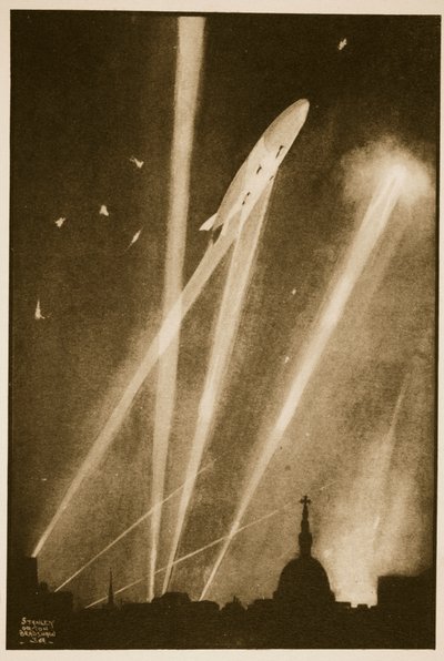 Raid Zeppelin su Londra, illustrazione da 