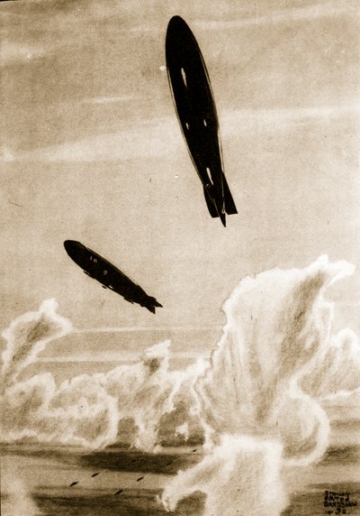 Zepps in pattuglia nel Mare del Nord, illustrazione da 
