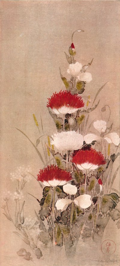 Papaveri, grano e fiori di natane da Sôtatsu