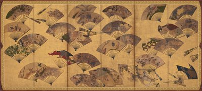 Schermo con ventagli sparsi, periodo Edo, inizio XVII secolo da Sôtatsu