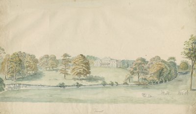 Canwell Hall: disegno a matita colorata, nd [1762-1802] da Stebbing Shaw
