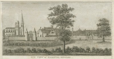 Hamstall Ridware - Chiesa e Casa Padronale: incisione, nd [1762-1802] da Stebbing Shaw