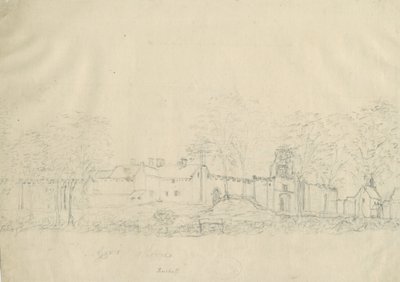 Castello/Hall di Rushall: disegno a matita da Stebbing Shaw