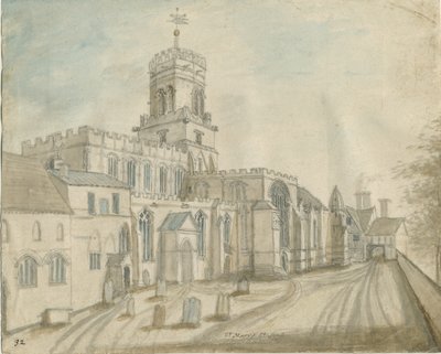Stafford - Chiesa di Santa Maria: acquerello, nd [c 1790] da Stebbing Shaw