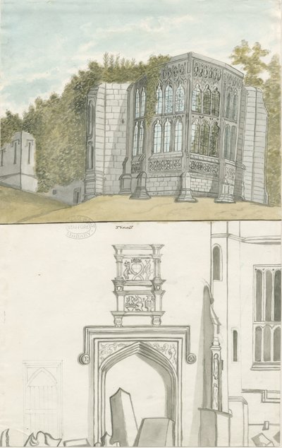 Tixall - Finestra Gotica e Antichità Araldiche da Stebbing Shaw