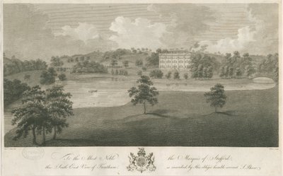 Trentham Hall: incisione da Stebbing Shaw
