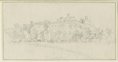 Castello di Tutbury: disegno a matita da Stebbing Shaw