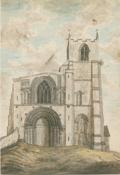 Chiesa Priorale di Tutbury: acquerello, nd [1762-1802] da Stebbing Shaw