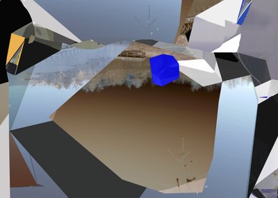 Cubo blu frammentato da Stefan Fransson
