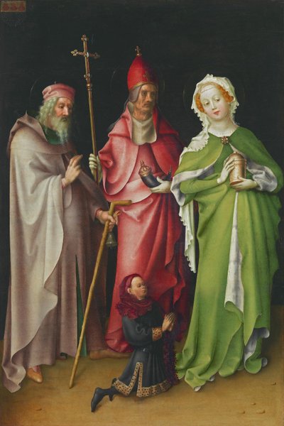 Flügel des Weltgerichtsaltares: Hl. Antonius, Papst Cornelius und Maria Magdalena mit einem Stifter da Stefan Lochner