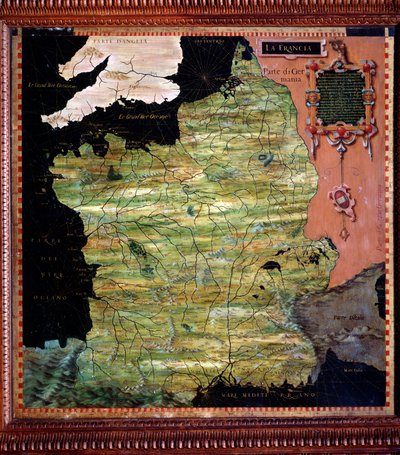 Francia Carta realizzata da Stefano Bonsignori (? -1589) cosmografo e pittore italiano. Intorno al 1581. Firenze, Palazzo Vecchio, Sala del Mappamondo da Stefano Buonsignori