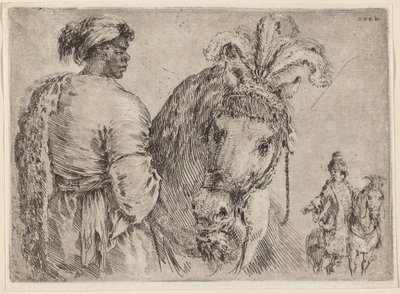 Un uomo nero che nutre un cavallo, probabilmente 1662 da Stefano della Bella