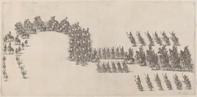 Una processione di sessanta cavalieri e portatori di torce da Stefano della Bella