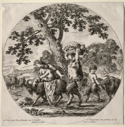 Una famiglia di satiri in viaggio da Stefano della Bella