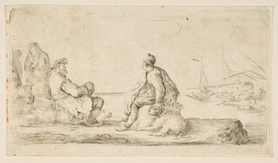 Un giovane marinaio e un vecchio seduti vicino al mare, XVII secolo da Stefano della Bella