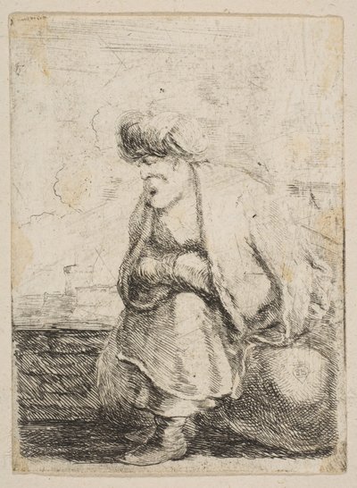 Un vecchio turco seduto su una pietra, ca. 1662 da Stefano della Bella