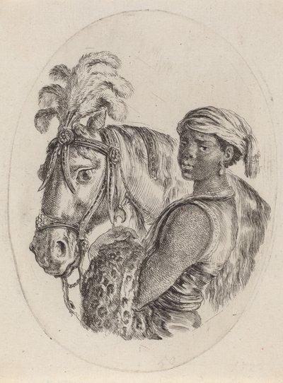 Groom nero con un cavallo arabo, 1649-1650 da Stefano della Bella