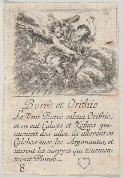 Borea e Orizia, da Gioco della Mitologia (Jeu de la Mythologie) da Stefano della Bella