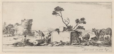 Scena di campagna con artista che disegna, entro il 1647 da Stefano della Bella