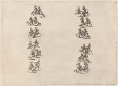 Cavalieri che combattono in due colonne da Stefano della Bella