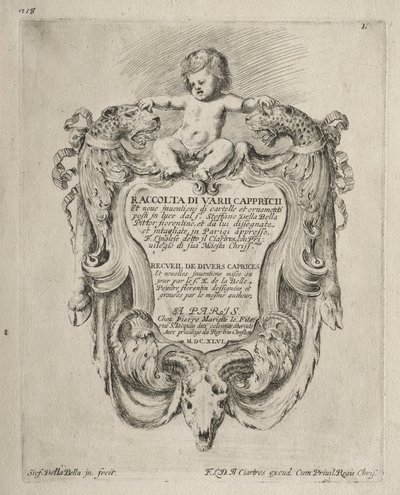 Collezione di vari capricci e nuovi disegni di cartigli e ornamenti: No 1, pagina del titolo da Stefano della Bella
