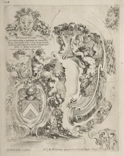 Collezione di vari capricci e nuovi disegni di cartigli e ornamenti: No. 2, pagina di dedica da Stefano della Bella