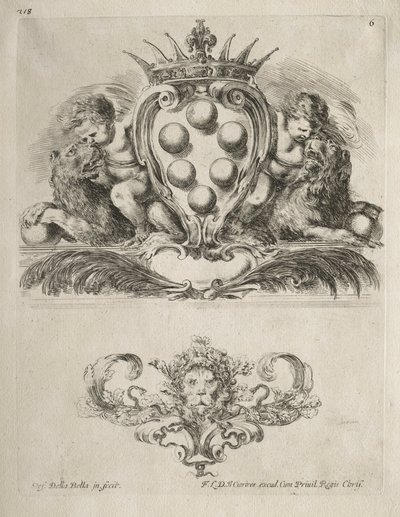 Collezione di vari capricci e nuovi disegni di cartigli e ornamenti: n. 6 da Stefano della Bella