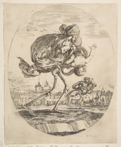 La morte che porta un bambino, da Le cinque morti, ca. 1648 da Stefano della Bella