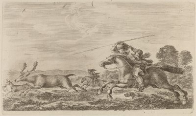 Cervi inseguiti da due cavalieri da Stefano della Bella