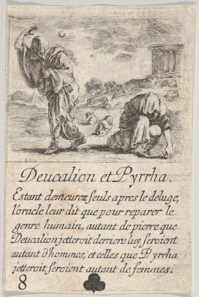 Deucalione e Pirra, dal Gioco della Mitologia da Stefano della Bella
