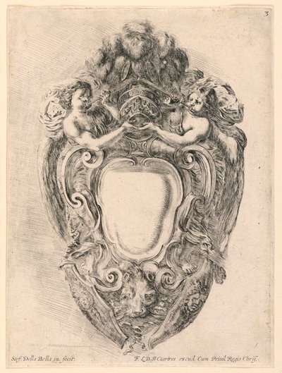 Stemma, n. 3 da "Raccolta di varii cappriccii et nove inventioni di cartelle et ornamenti" da Stefano della Bella